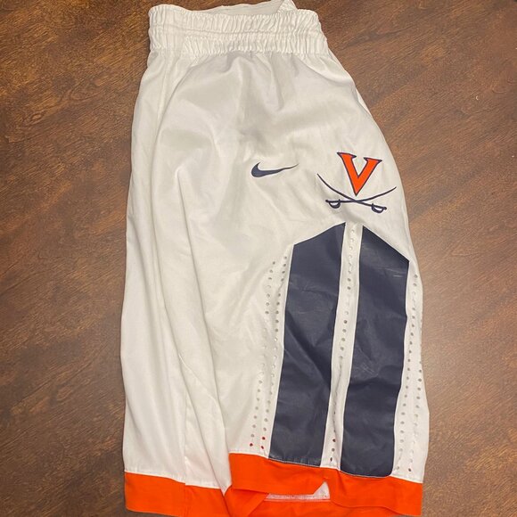Virginia UVA Cavaliers Basketball Jay Huff Game Worn Nike White Blue Shorts